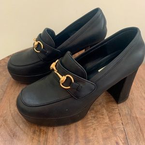 STEVE MADDEN cinderella chunky heel loafers - black